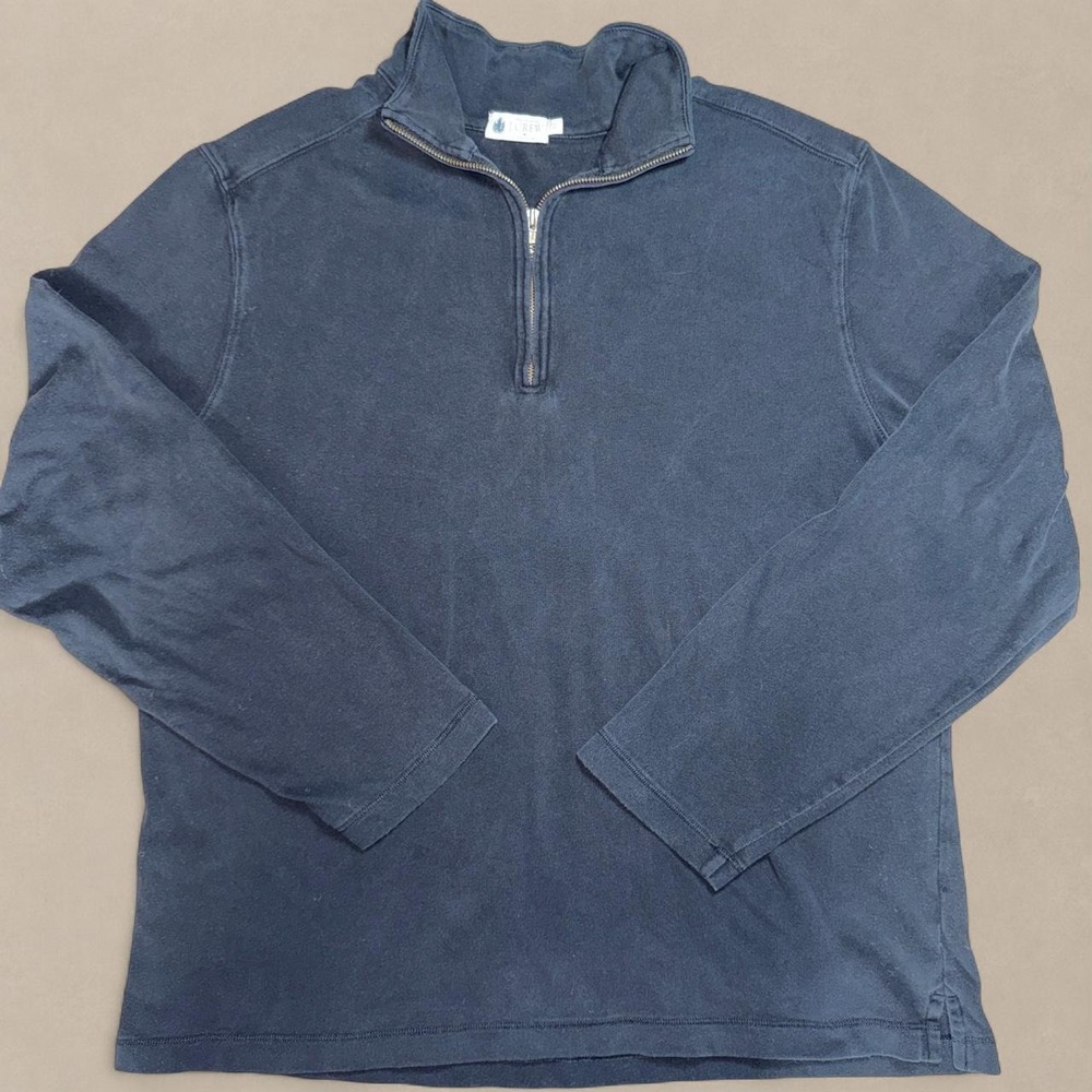 J.Crew Men's Navy Quarter Zip Pullover XL 100% Cotton Mock Neck Sweatshirt
